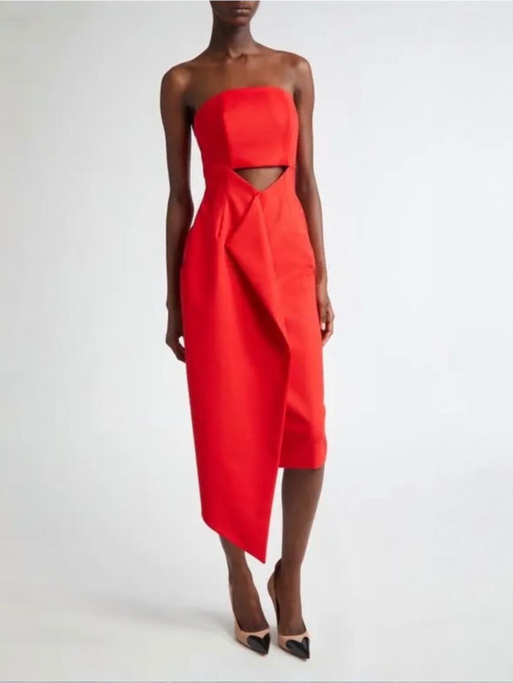 ISRAELLA KOBLA Leta Cutout Strapless Asymmetrical Maxi Midi Cocktail Dress NEW